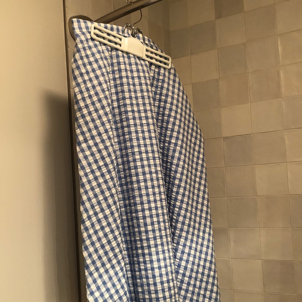 Blue and white check skirt